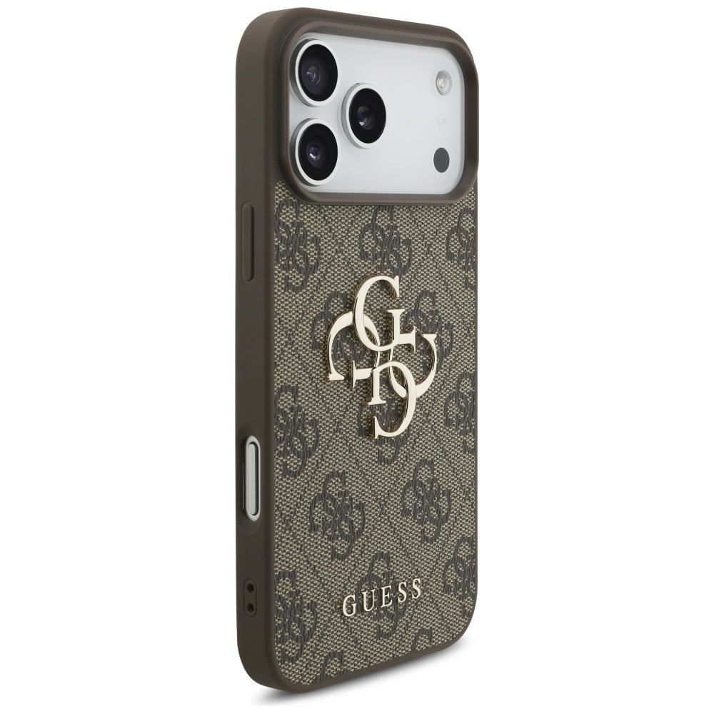 Hoes voor Apple iPhone 17 Pro Max, Guess, 4G Classic Logo met Parelband, Bruin