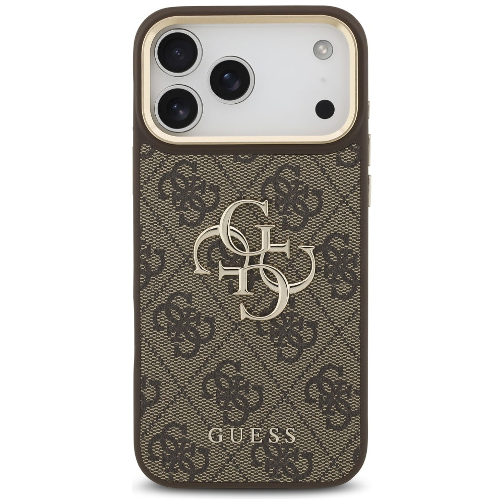Hoes voor Apple iPhone 17 Pro Max, Guess, Big 4G Classic Logo met Grote Band, Bruin