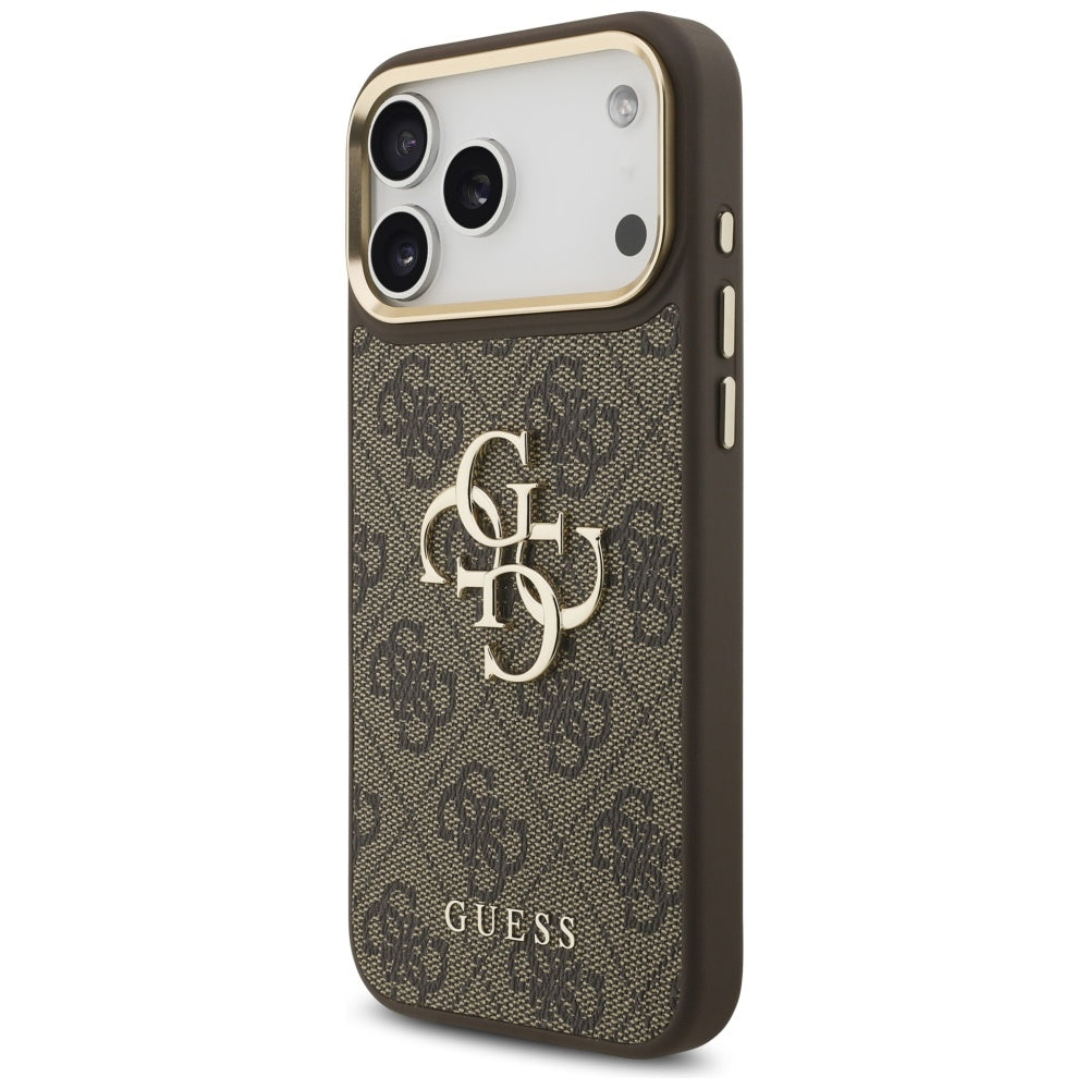 Hoes voor Apple iPhone 17 Pro Max, Guess, Big 4G Classic Logo met Grote Band, Bruin