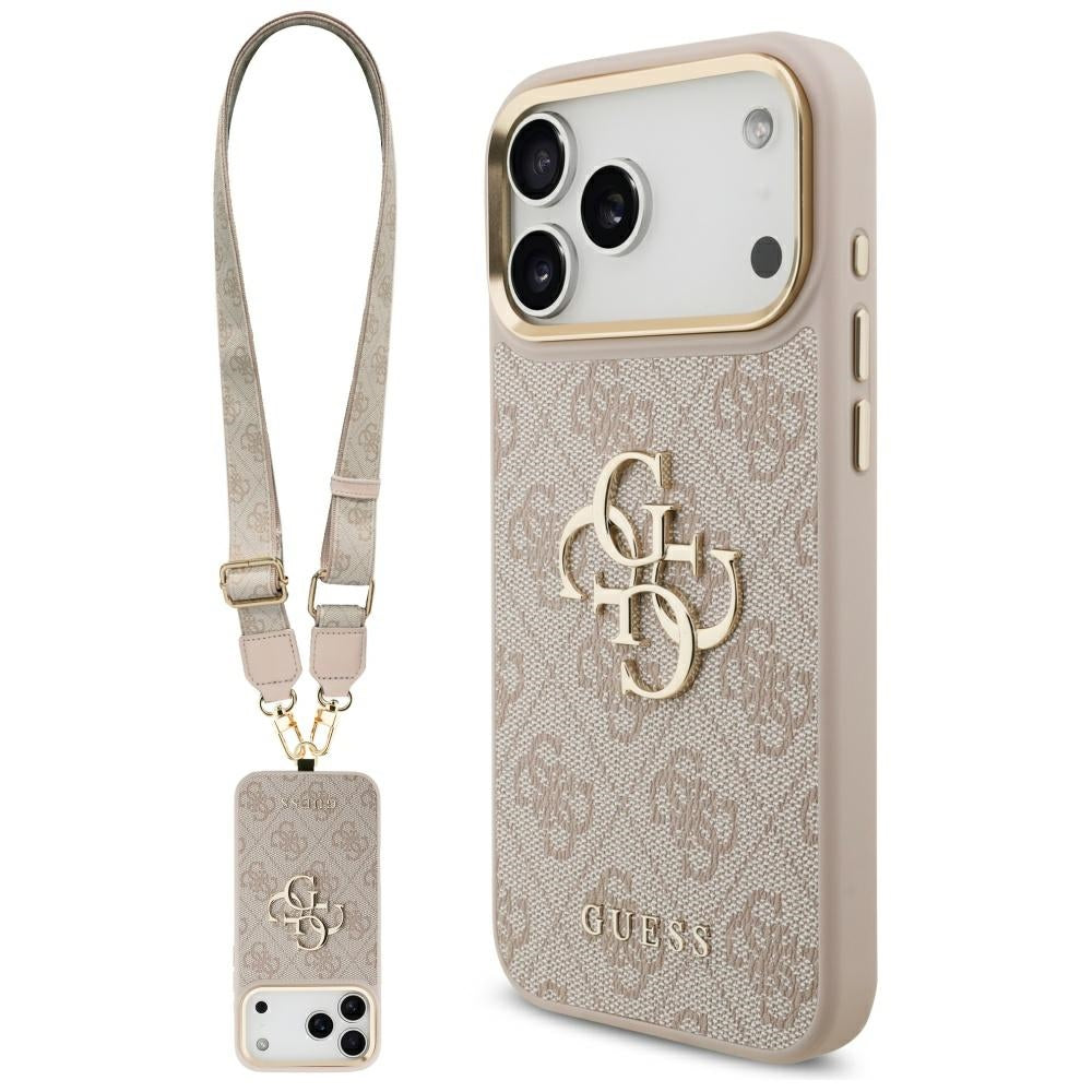 Hoes voor Apple iPhone 17 Pro Max, Guess, Big 4G Classic Logo met Grote Band, Roze