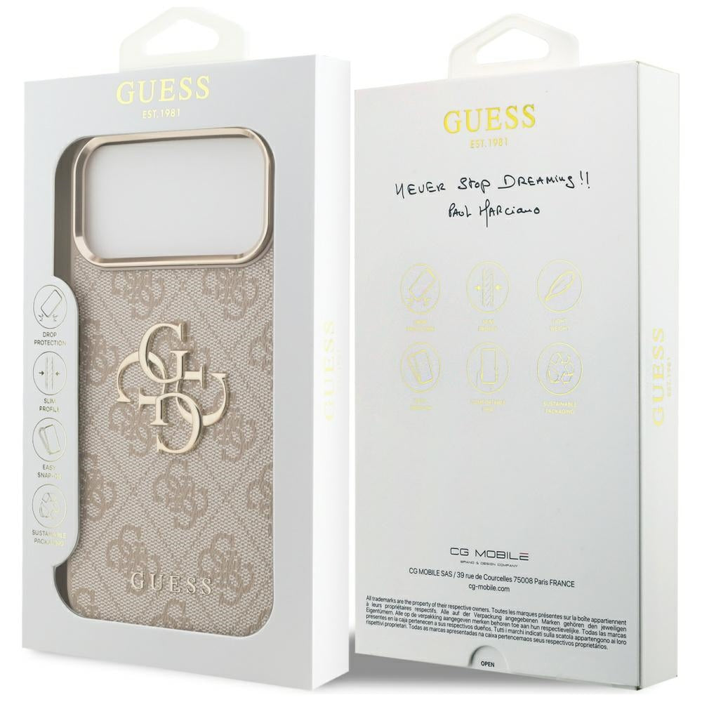 Hoes voor Apple iPhone 17 Pro Max, Guess, Big 4G Logo Classic, Goudroze