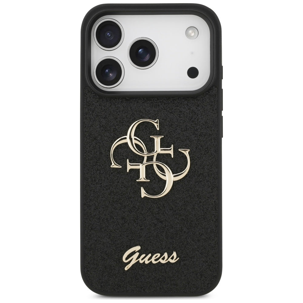 Hoes voor Apple iPhone 17 Pro Max, Guess, Fixed Glitter Big 4G, Zwart