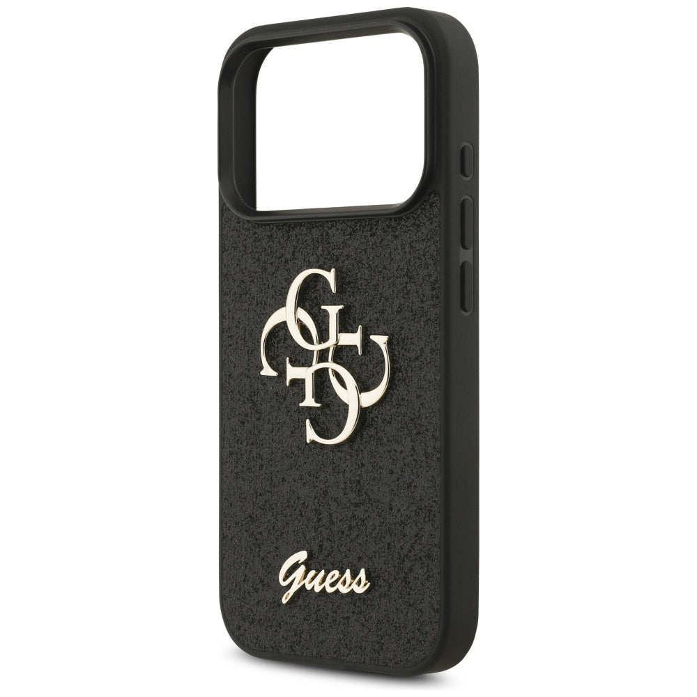 Hoes voor Apple iPhone 17 Pro Max, Guess, Fixed Glitter Big 4G, Zwart