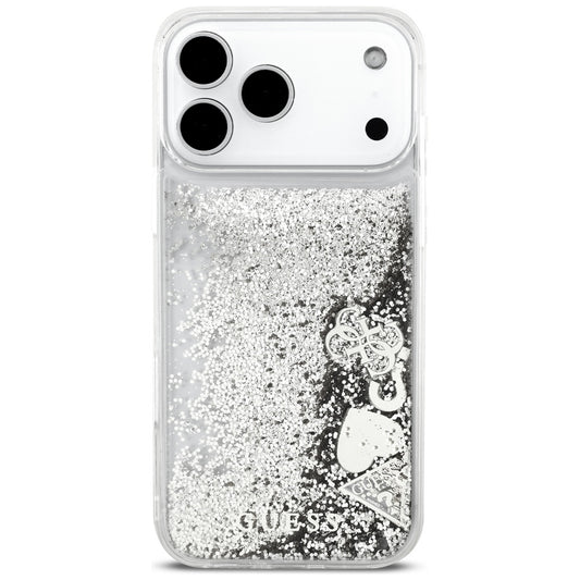 Case for Apple iPhone 17 Pro Max, Guess, Liquid Glitter Charms, Silver