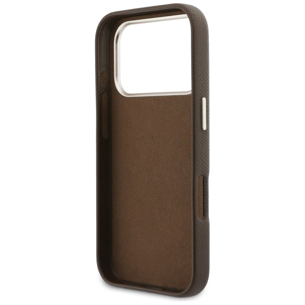 Hoes voor Apple iPhone 17 Pro Max, Guess, Resin Logo, Bruin