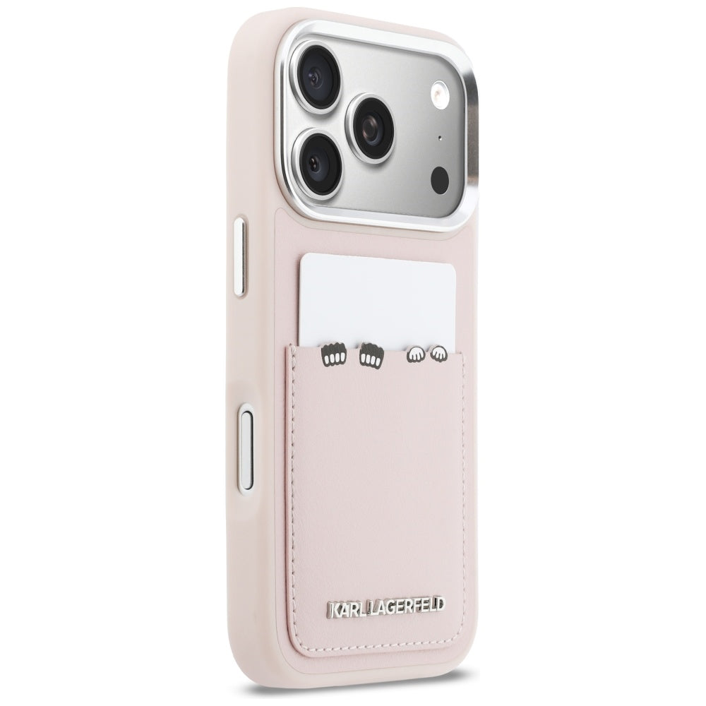 Hoes voor Apple iPhone 17 Pro Max, Karl Lagerfeld, Karl & Choupette Print met Zak, Roze