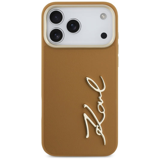 Hoes voor Apple iPhone 17 Pro Max, Karl Lagerfeld, Script Logo, Bruin