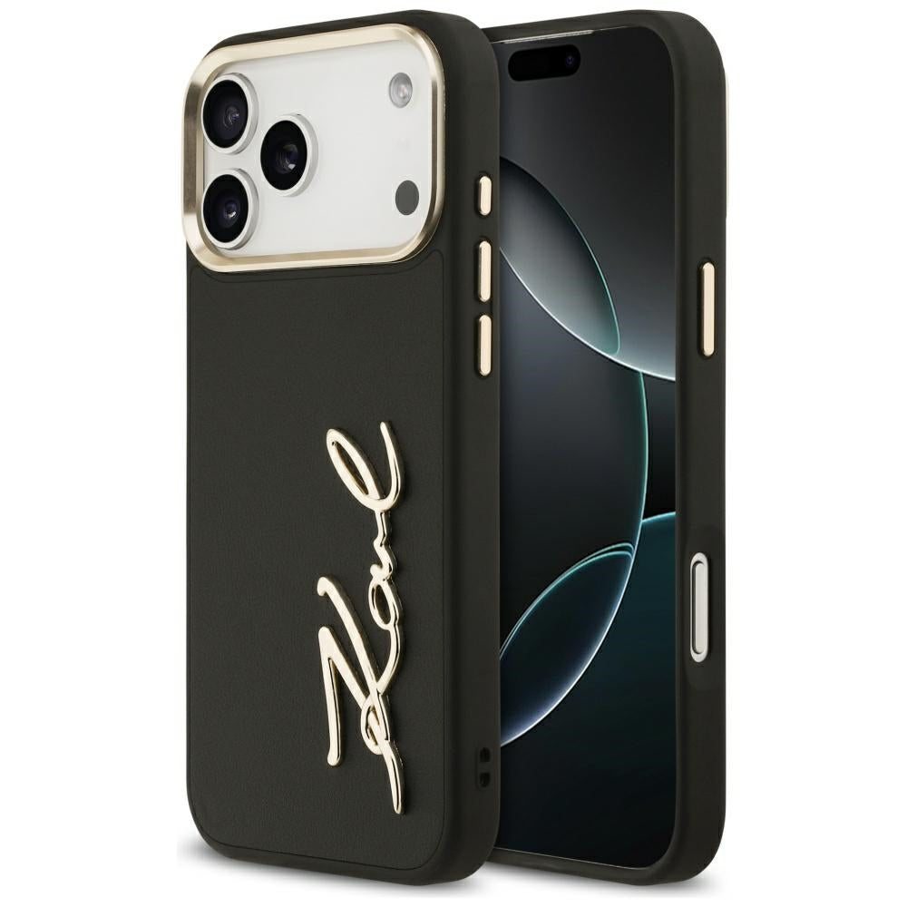 Hoes voor Apple iPhone 17 Pro Max, Karl Lagerfeld, Script Logo, Zwart