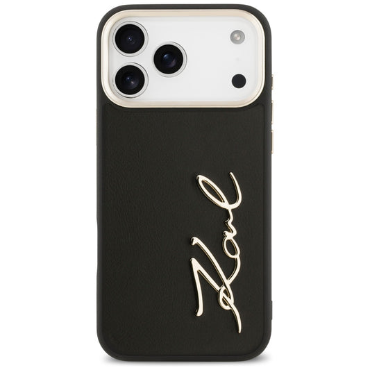 Hoes voor Apple iPhone 17 Pro Max, Karl Lagerfeld, Script Logo, Zwart