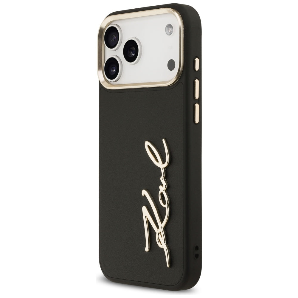 Hoes voor Apple iPhone 17 Pro Max, Karl Lagerfeld, Script Logo, Zwart