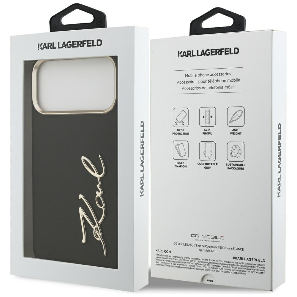 Hoes voor Apple iPhone 17 Pro Max, Karl Lagerfeld, Script Logo, Zwart