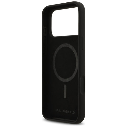 Hoes voor Apple iPhone 17 Pro Max, Karl Lagerfeld, Sketch en Logo Karl & Choupette, Zwart