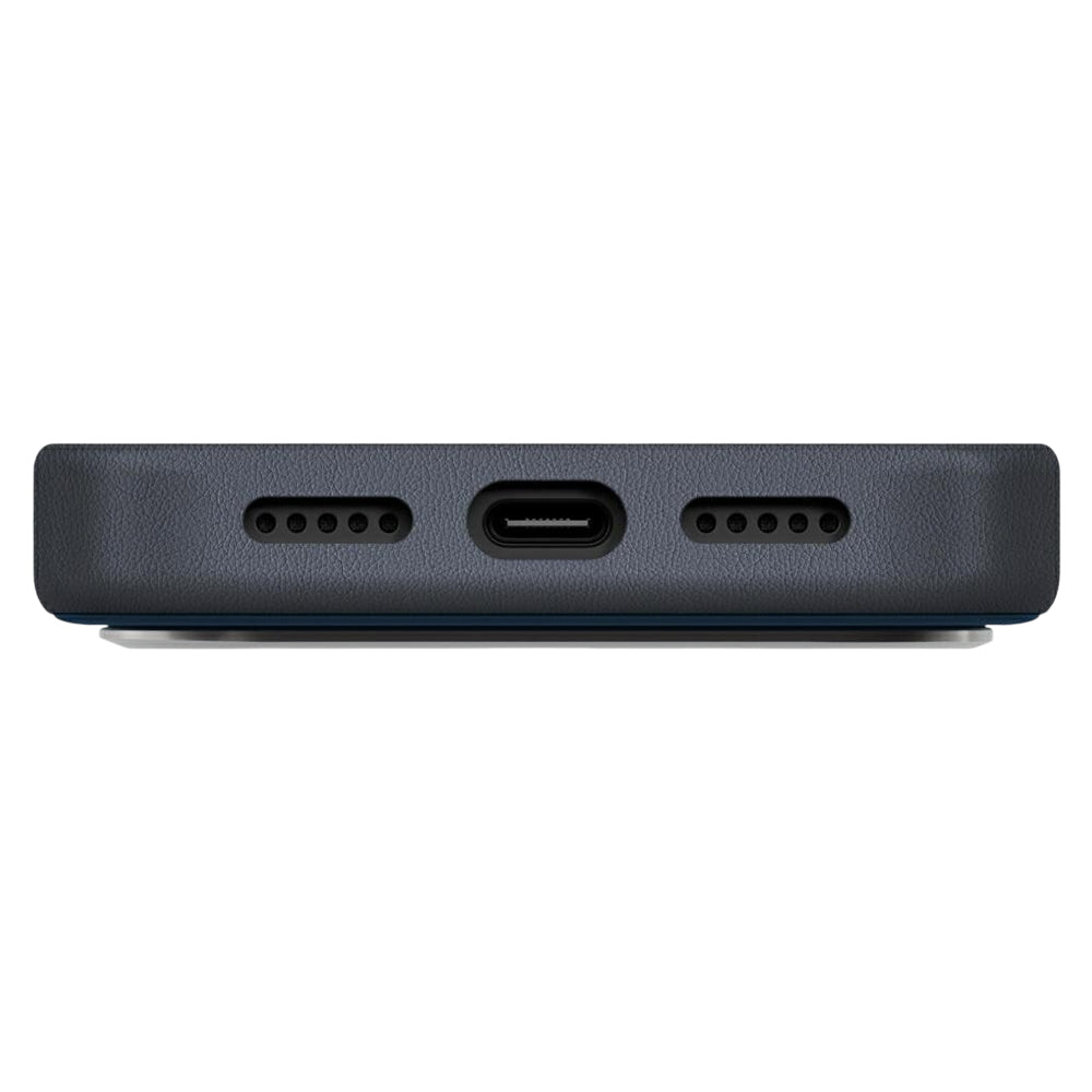 Hoes voor Apple iPhone 17 Pro, UNIQ, Lyden Leatherette, Zwartblauw
