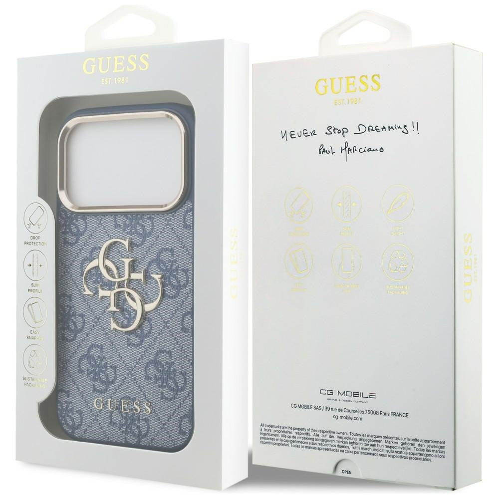 Hoes voor Apple iPhone 18 Pro / 17 Pro, Guess, 4G Big Classic Logo, Blauw