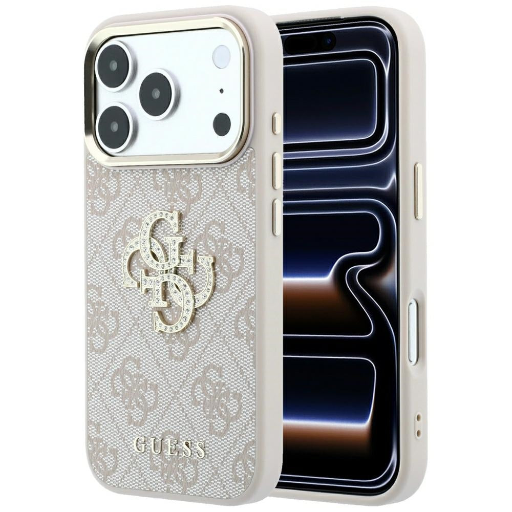 Hoes voor Apple iPhone 18 Pro / 17 Pro, Guess, 4G Big Strass Logo, Roze