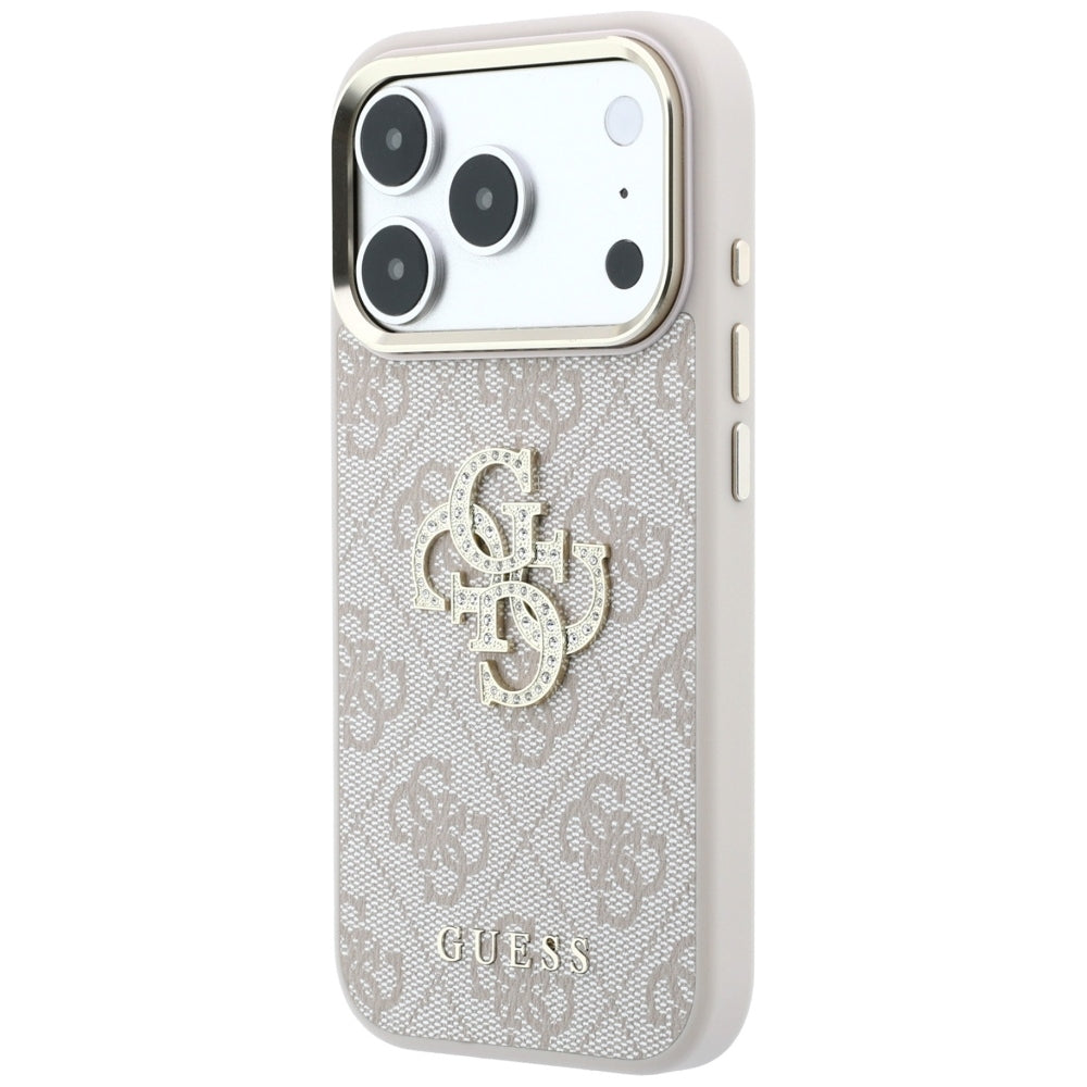 Hoes voor Apple iPhone 18 Pro / 17 Pro, Guess, 4G Big Strass Logo, Roze