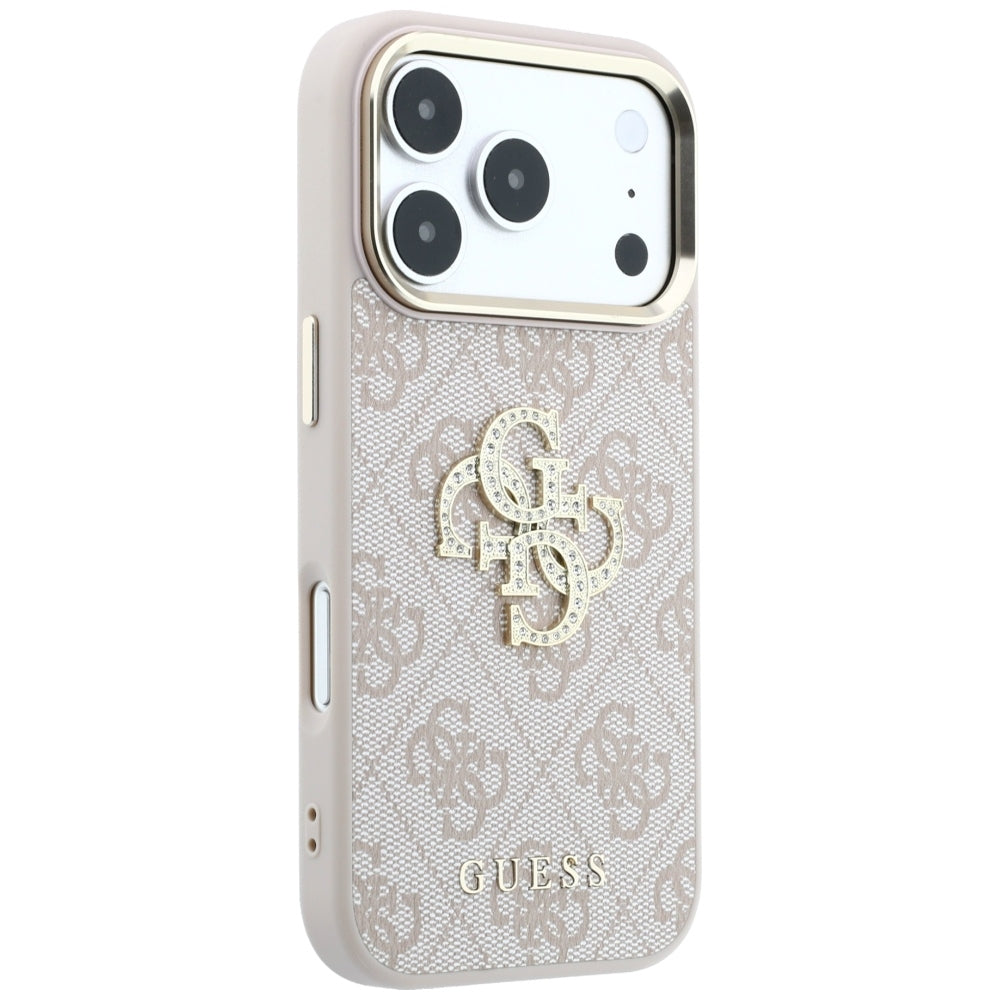 Hoes voor Apple iPhone 18 Pro / 17 Pro, Guess, 4G Big Strass Logo, Roze