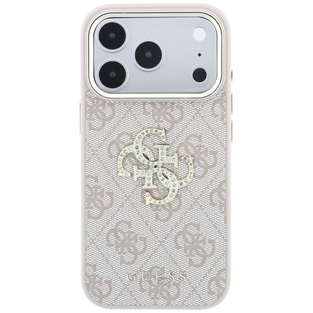 Hoes voor Apple iPhone 18 Pro / 17 Pro, Guess, 4G Big Strass Logo, Roze