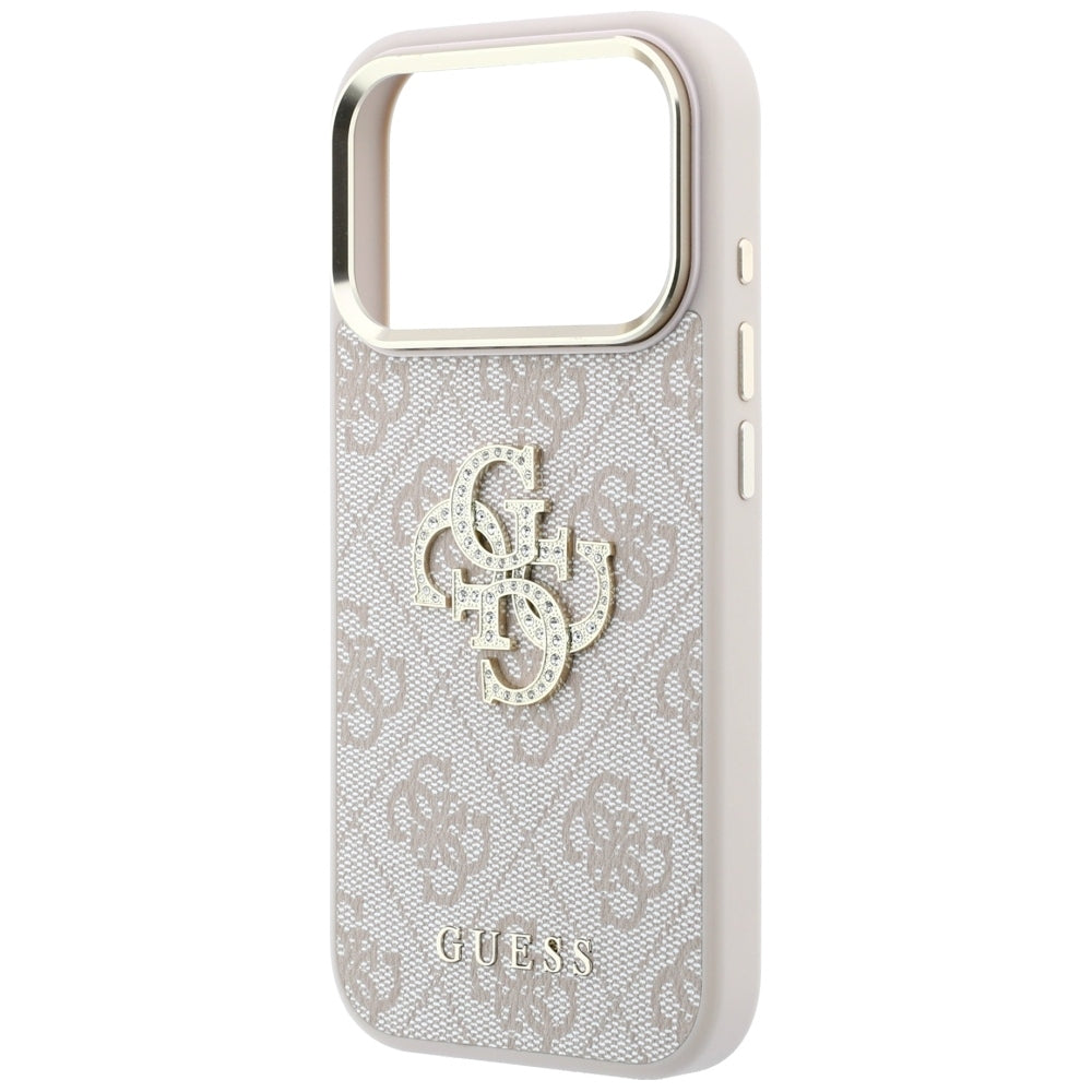 Hoes voor Apple iPhone 18 Pro / 17 Pro, Guess, 4G Big Strass Logo, Roze