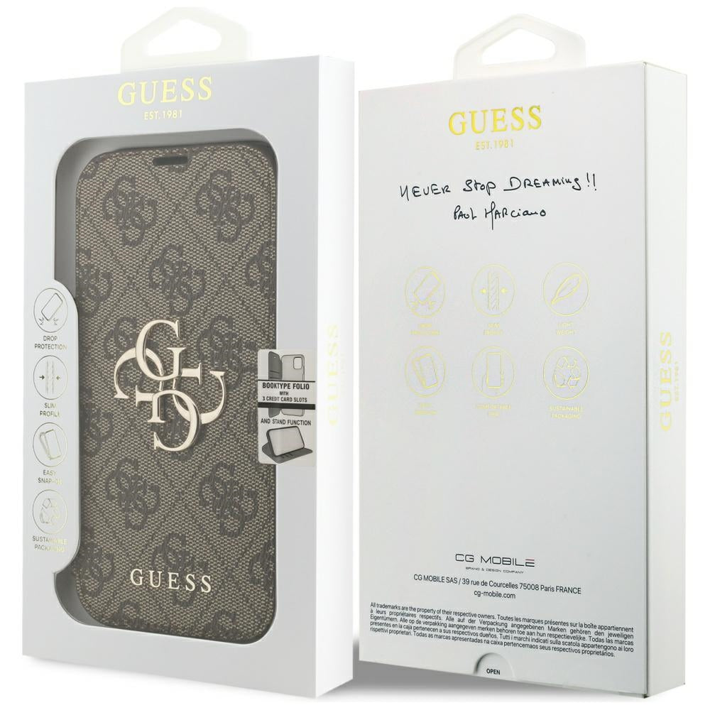 Hoes voor Apple iPhone 18 Pro / 17 Pro, Guess, 4G Metal Logo, Bruin