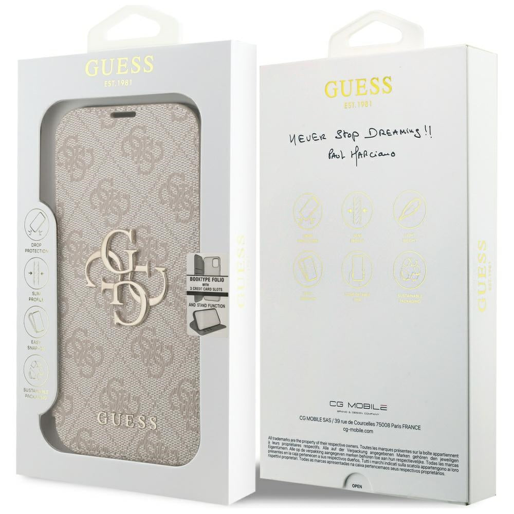 Hoes voor Apple iPhone 18 Pro / 17 Pro, Guess, 4G Metal Logo, Roze