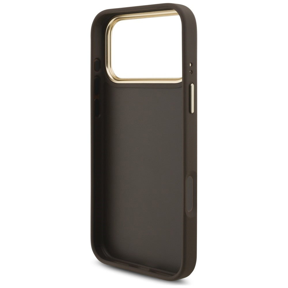 Hoesje voor Apple iPhone 18 Pro / 17 Pro, Guess, Big 4G Classic Logo & Big Strap Metal Buttons, Bruin