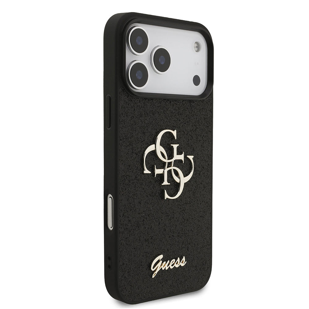 Hoesje voor Apple iPhone 18 Pro / 17 Pro, Guess, Fixed Glitter Big 4G, Zwart