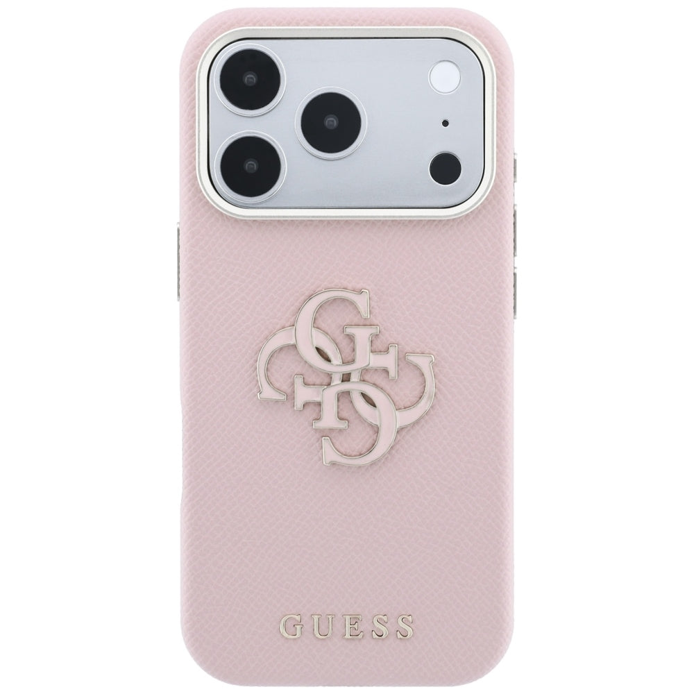 Case for Apple iPhone 18 Pro / 17 Pro, Guess, Grained Big Resin Logo, Pink