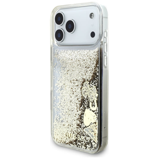 Hoesje voor Apple iPhone 18 Pro / 17 Pro, Guess, Liquid Glitter Charms, goudkleurig