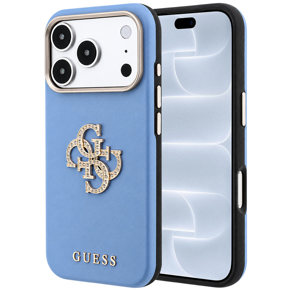 Hoes voor Apple iPhone 18 Pro / 17 Pro, Guess, Smooth Big Strass Logo, Bleu