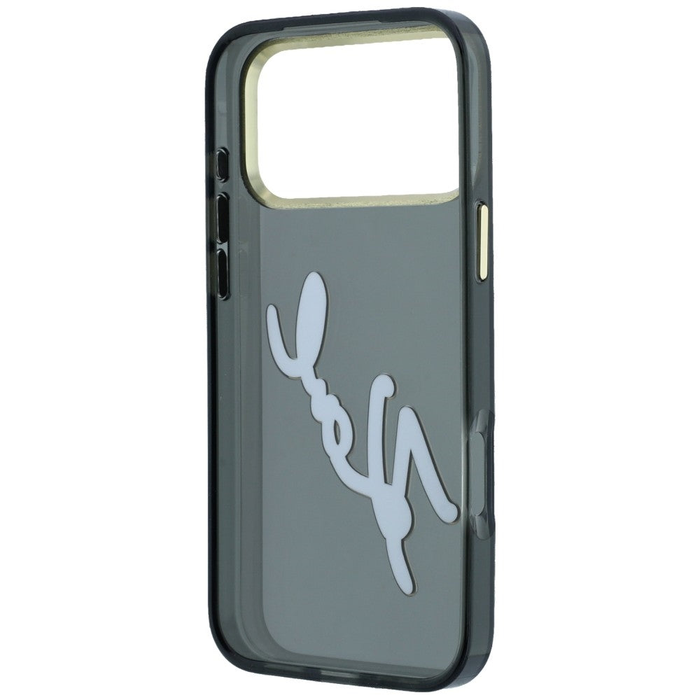 Hoes voor Apple iPhone 18 Pro / 17 Pro, Karl Lagerfeld, IML Big Signature Resin Logo en Metalen Frame, Zwart