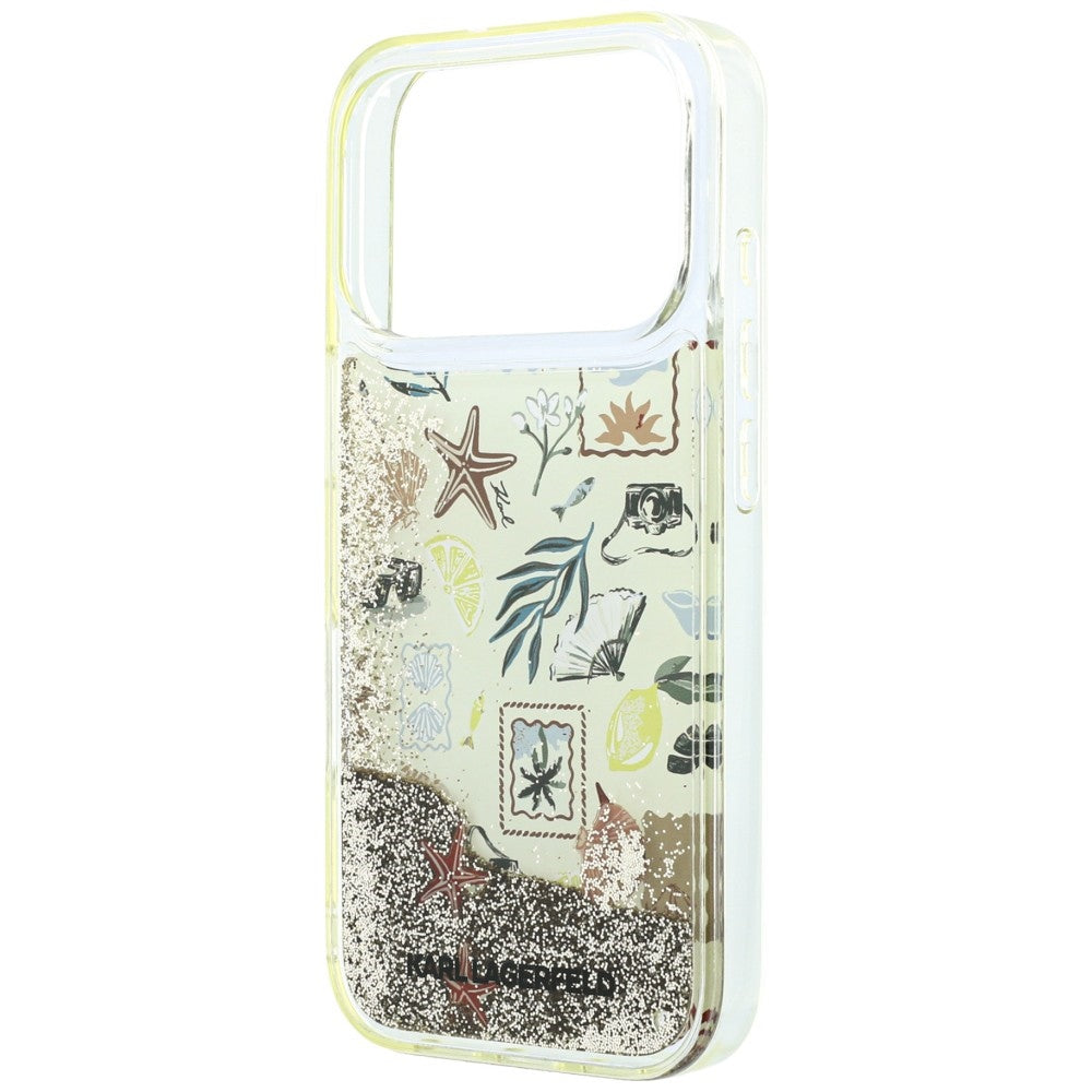Hoesje voor Apple iPhone 18 Pro / 17 Pro, Karl Lagerfeld, Liquid Glitter Beach and Sand, Beige