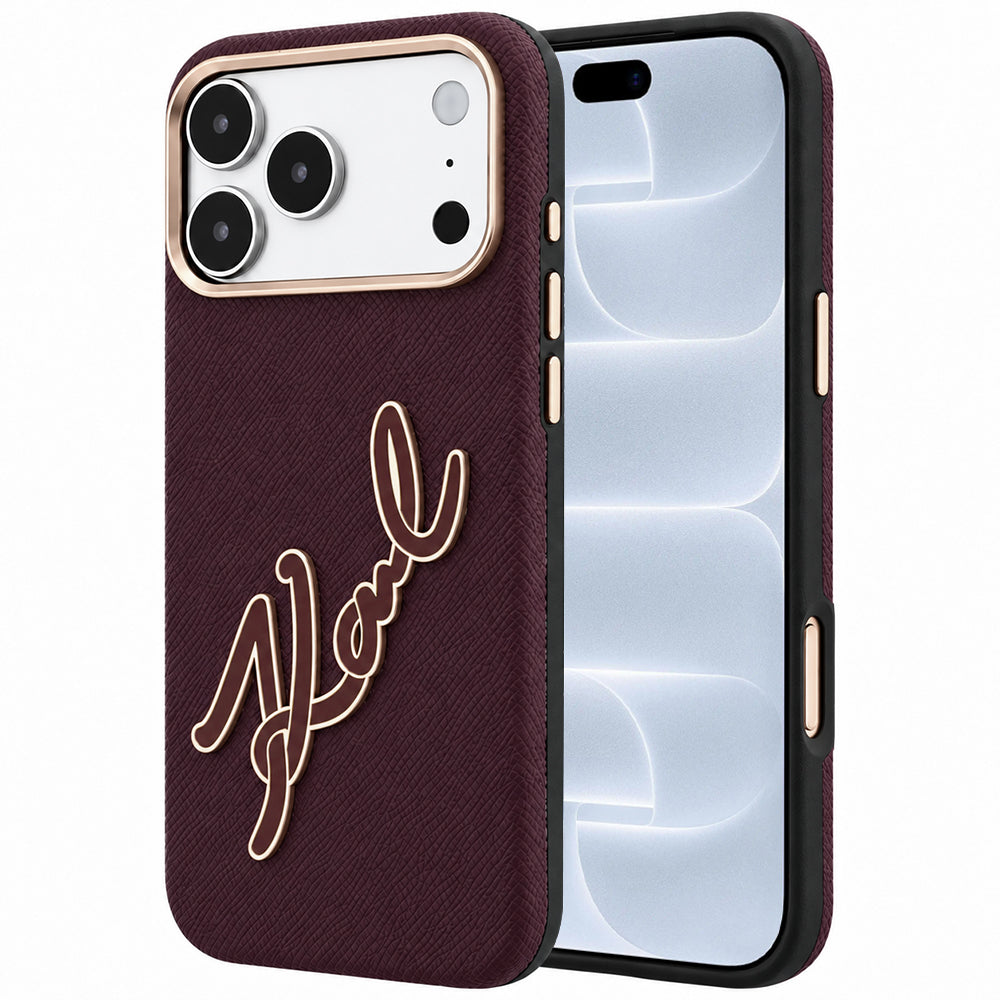 Hoes voor Apple iPhone 18 Pro / 17 Pro, Karl Lagerfeld, Smooth Big Resin Signature Logo, Bordeaux