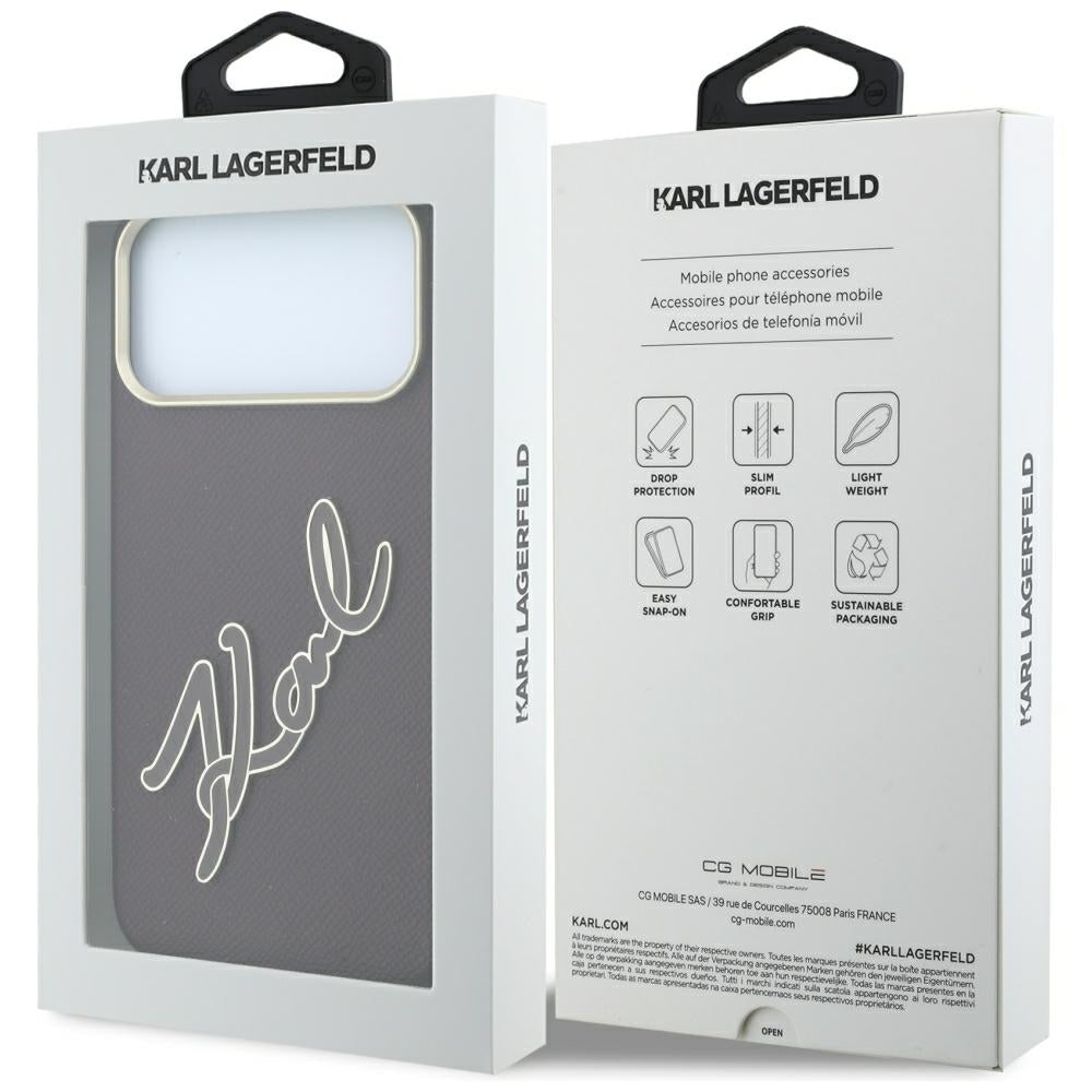 Hoes voor Apple iPhone 18 Pro / 17 Pro, Karl Lagerfeld, Smooth Big Resin Signature Logo, Bordeaux