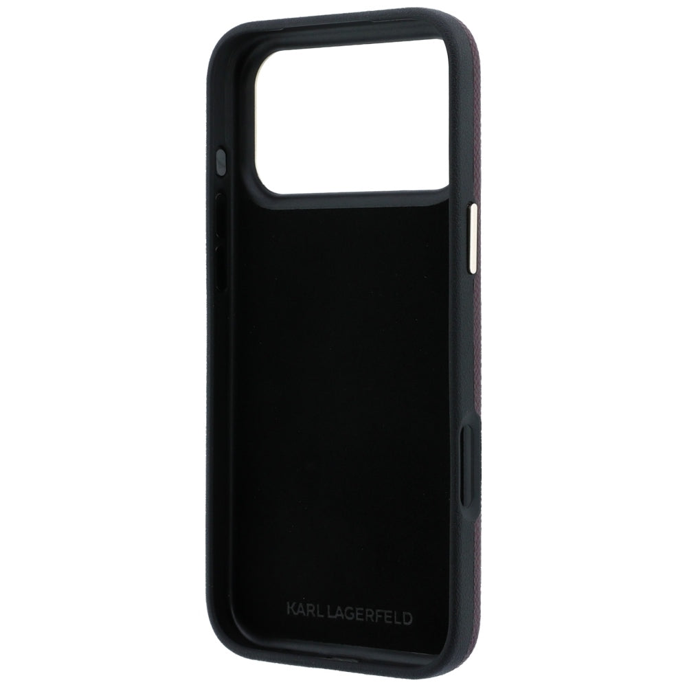 Hoes voor Apple iPhone 18 Pro / 17 Pro, Karl Lagerfeld, Smooth Big Resin Signature Logo, Bordeaux