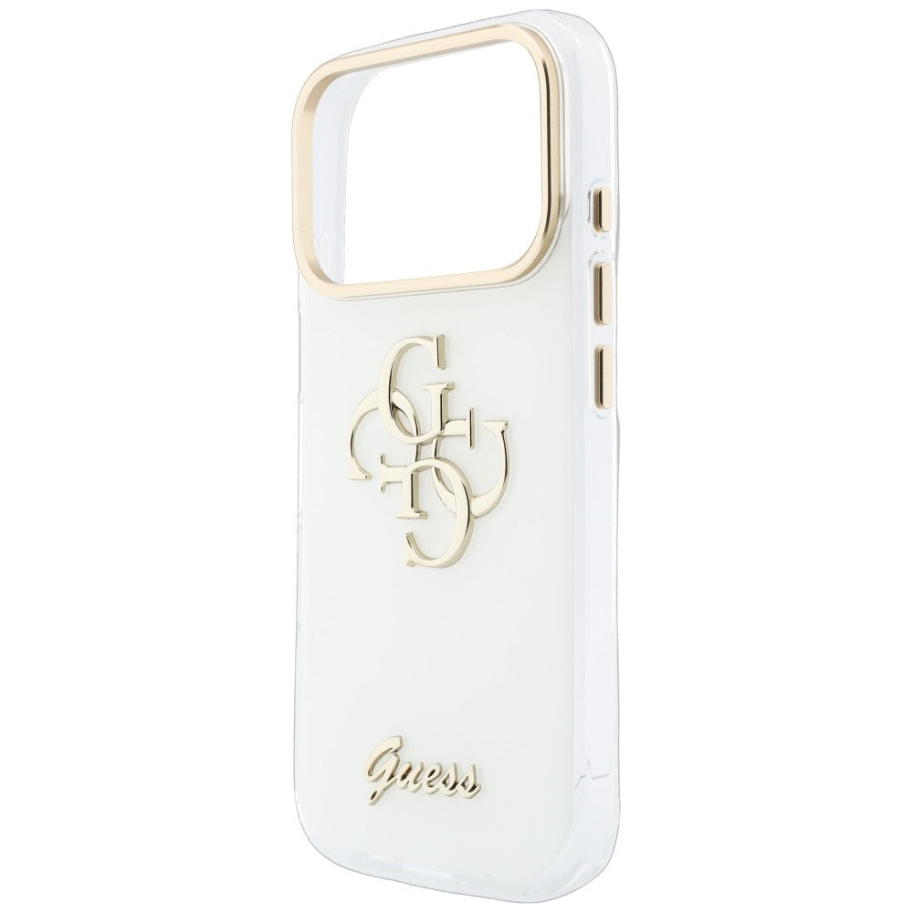 Hoesje voor Apple iPhone 18 Pro, Guess, IML 4G Metal Script, Wit