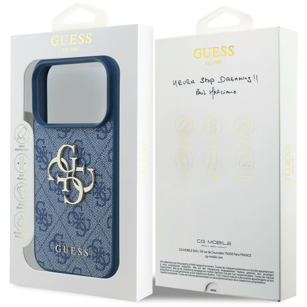 Hoes voor Apple iPhone 18 Pro Max / 17 Pro Max, Guess, 4G Big Logo, Blauw