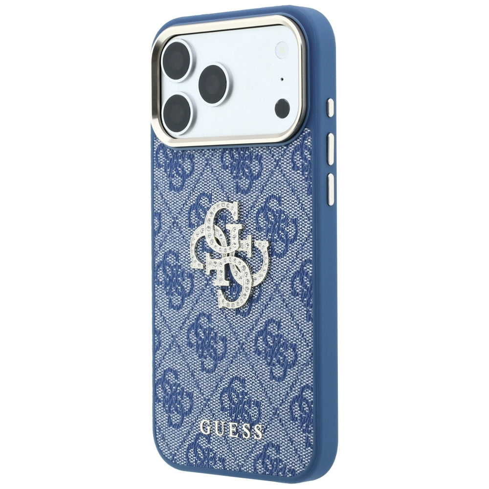 Hoes voor Apple iPhone 18 Pro Max / 17 Pro Max, Guess, 4G Big Strass Logo, Blauw