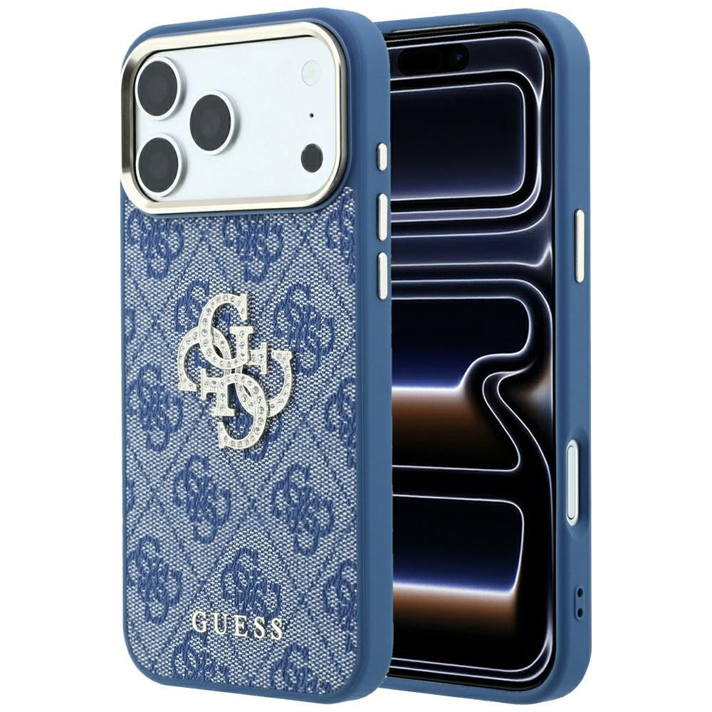 Hoes voor Apple iPhone 18 Pro Max / 17 Pro Max, Guess, 4G Big Strass Logo, Blauw