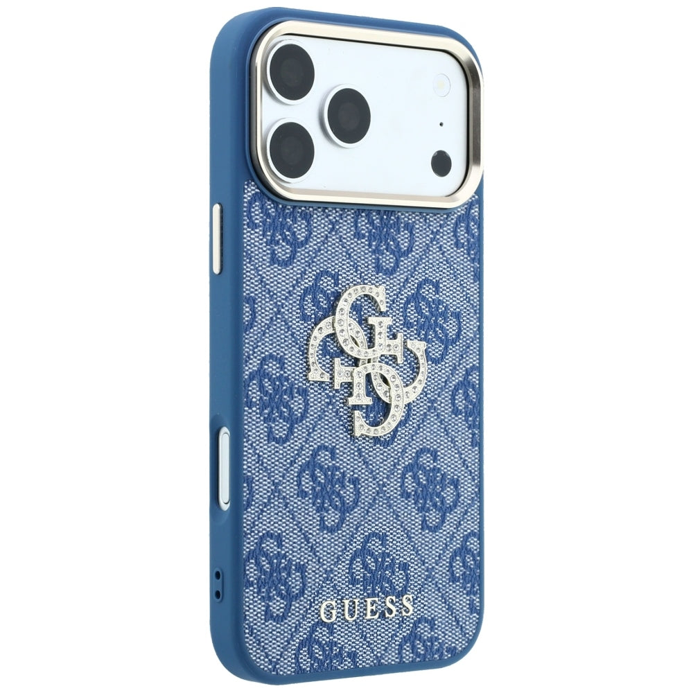 Hoes voor Apple iPhone 18 Pro Max / 17 Pro Max, Guess, 4G Big Strass Logo, Blauw