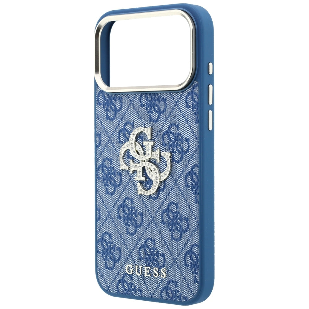Hoes voor Apple iPhone 18 Pro Max / 17 Pro Max, Guess, 4G Big Strass Logo, Blauw