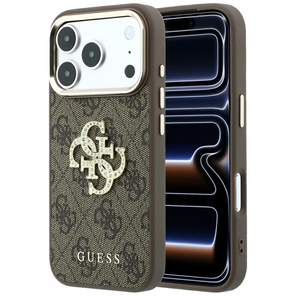 Hoes voor Apple iPhone 18 Pro Max / 17 Pro Max, Guess, 4G Big Strass Logo, Bruin