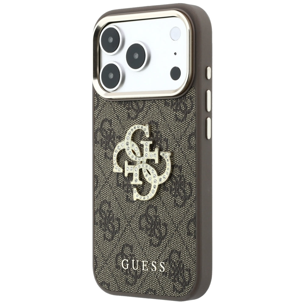 Hoes voor Apple iPhone 18 Pro Max / 17 Pro Max, Guess, 4G Big Strass Logo, Bruin