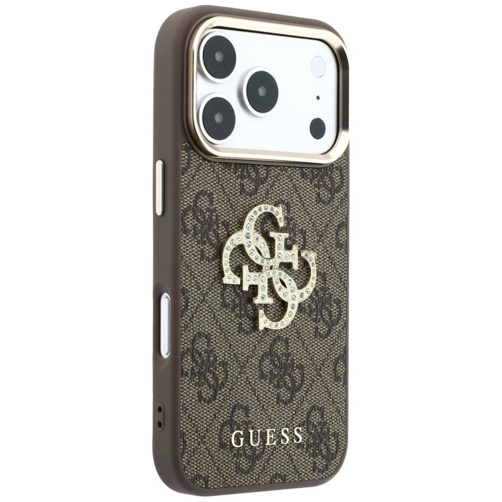 Hoes voor Apple iPhone 18 Pro Max / 17 Pro Max, Guess, 4G Big Strass Logo, Bruin