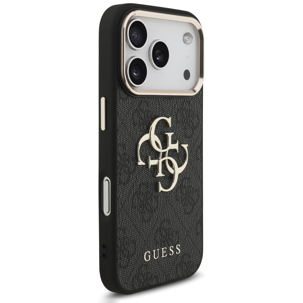 Hoes voor Apple iPhone 18 Pro Max / 17 Pro Max, Guess, 4G Classic Logo met Band, Zwart Goud