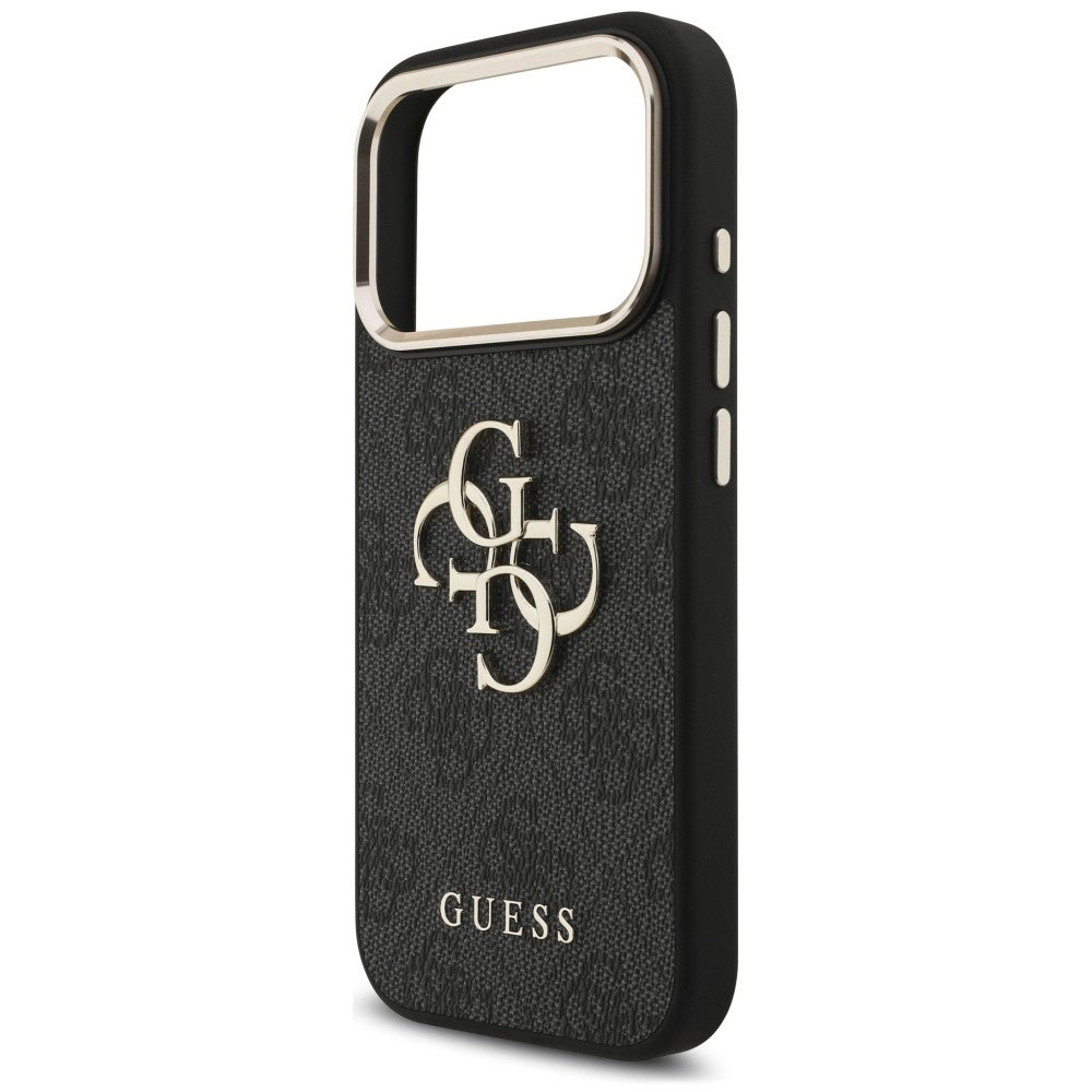 Hoes voor Apple iPhone 18 Pro Max / 17 Pro Max, Guess, 4G Classic Logo met Band, Zwart Goud