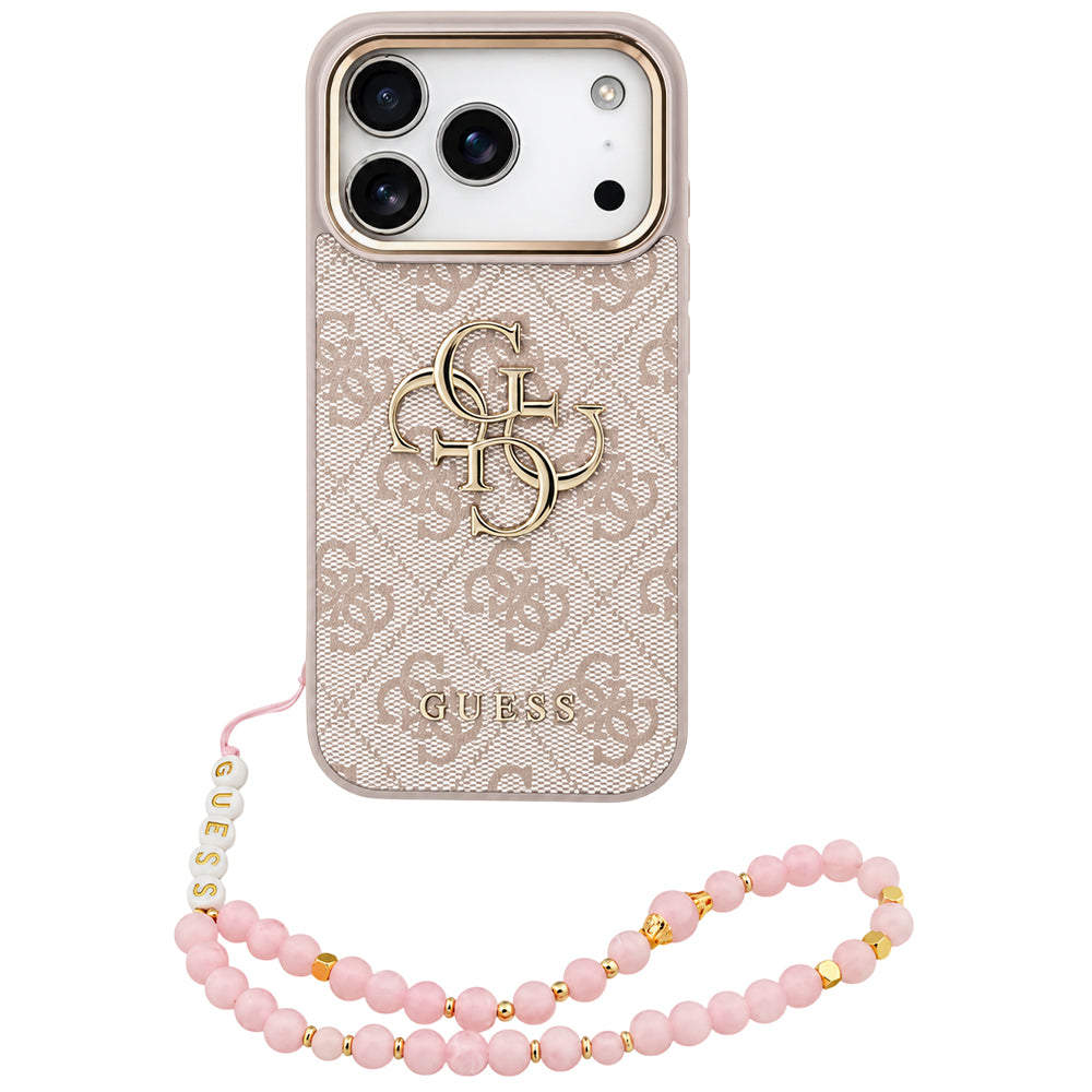 Case for Apple iPhone 18 Pro Max / 17 Pro Max, Guess, 4G Classic Logo with Strap, Pink Gold