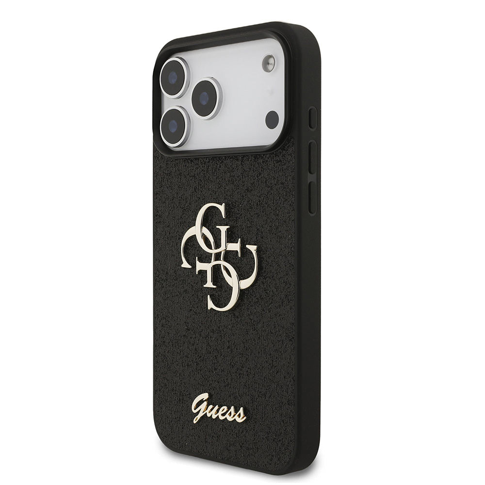 Hoes voor Apple iPhone 18 Pro Max / 17 Pro Max, Guess, Fixed Glitter Big 4G, Zwart