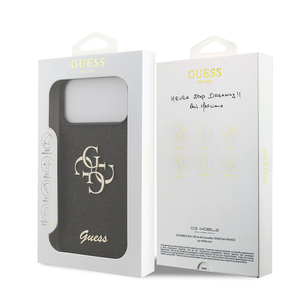 Hoes voor Apple iPhone 18 Pro Max / 17 Pro Max, Guess, Fixed Glitter Big 4G, Zwart