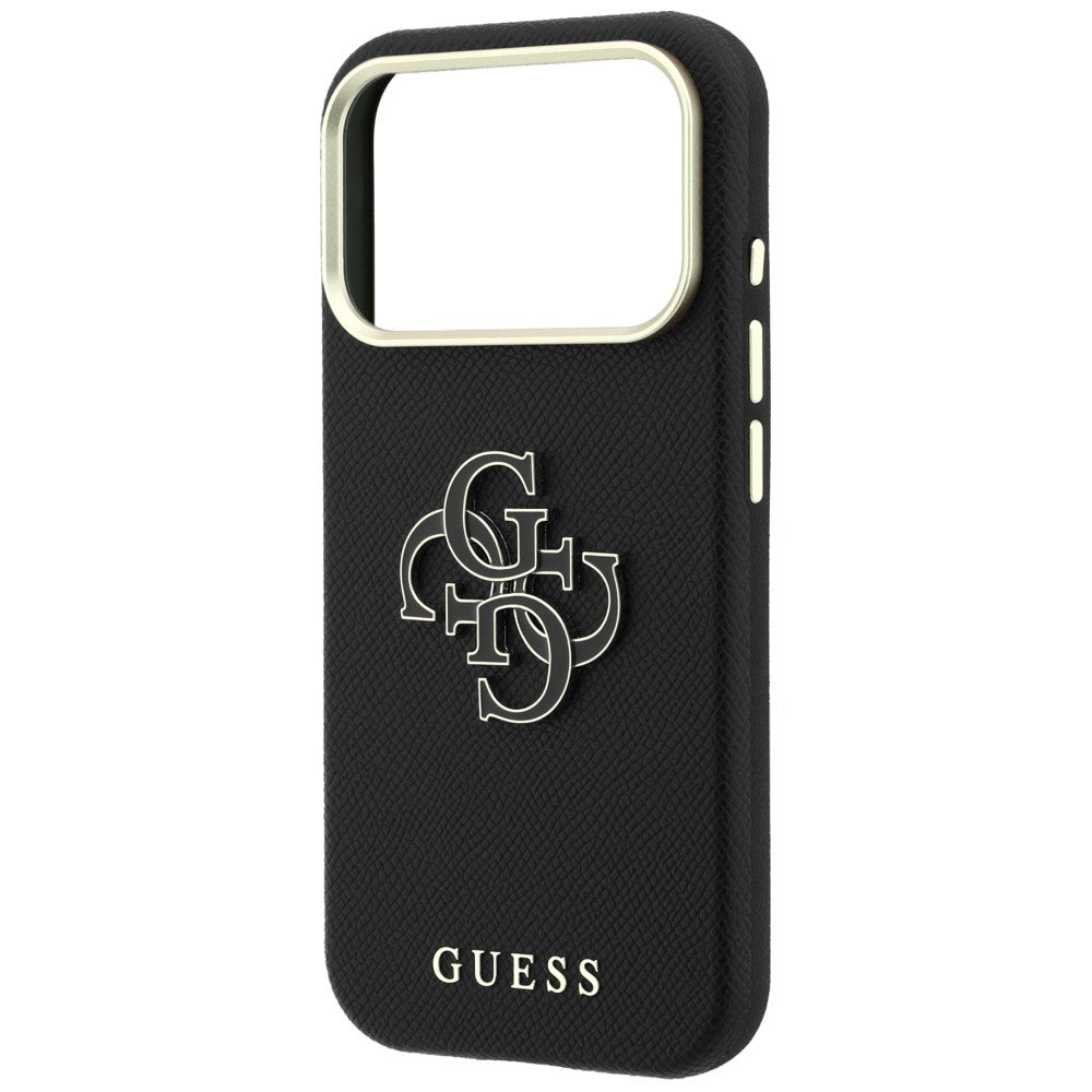 Hoes voor Apple iPhone 18 Pro Max / 17 Pro Max, Guess, Gegranuleerd Groot Resin Logo, Zwart